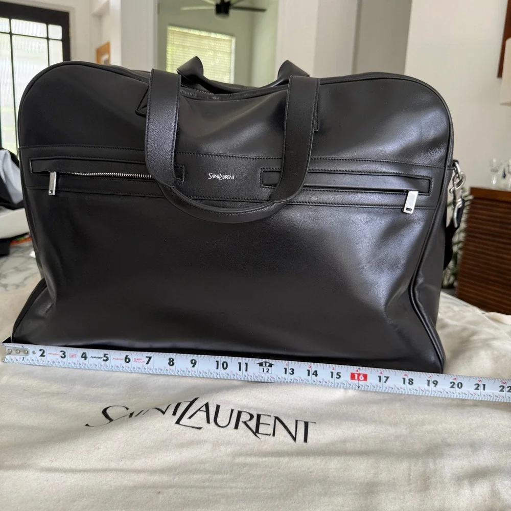Saint Laurent‎ Black Lambskin Camp Maxi Duffle Bag, 821907 AAC3N, NWT
